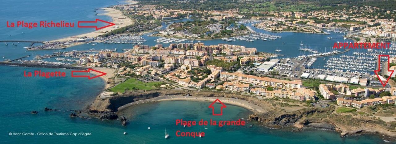 Apartament Cap D'Agde 300M Plage Du Mole,Vue Port,Parking,Lave Linge,Piscine Zewnętrze zdjęcie